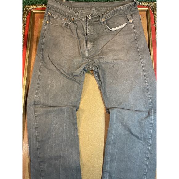 Levis 505 Jeans Men 36x30 Black Faded Denim Regular Fit 100% Cotton Straight Leg - Picture 1 of 5